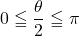 0\leqq\dfrac{\theta}{2}\leqq\pi