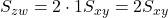 S_{zw}=2\cdot1S_{xy}=2S_{xy}