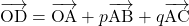 \bekutoru{OD}=\bekutoru{OA}+p\bekutoru{AB}+q\bekutoru{AC}