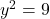 y^2=9