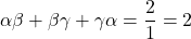 \alpha\beta+\beta\gamma+\gamma\alpha=\dfrac{2}{1}=2