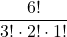 \dfrac{6!}{3!\cdot2!\cdot1!}