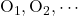 \text{O}_1, \text{O}_2, \cdots