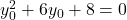 y_0^2+6y_0+8=0