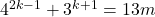 4^{2k-1}+3^{k+1}=13m\,