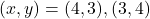 (x, y)=(4, 3), (3, 4)