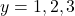 y=1, 2, 3