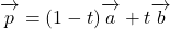 \overrightarrow{ \mathstrut p}=(1-t)\overrightarrow{ \mathstrut a}+t\overrightarrow{ \mathstrut b}