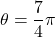 \theta=\dfrac{7}{4}\pi