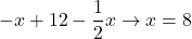 -x+12-\dfrac12x\to x=8