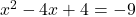 x^2-4x+4=-9