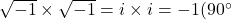 \sqrt{-1}\times\sqrt{-1}=i\times i=-1(90^{\circ}