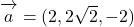 \bekutorui{a}=(2, 2\sqrt2, -2)