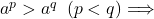 a^p>a^q\hspace{2mm}(p<q)\Longrightarrow