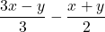 \dfrac{3x-y}{3}-\dfrac{x+y}{2}