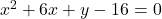 x^2+6x+y-16=0