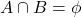 Rendered by QuickLaTeX.com A\cap B=\phi