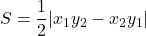 Rendered by QuickLaTeX.com S=\dfrac12|x_1y_2-x_2y_1|
