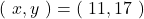 Rendered by QuickLaTeX.com (\ x, y\ )=(\ 11, 17\ )