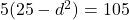 5(25-d^2)=105