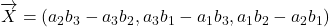 \bekutorui{X}=(a_2b_3-a_3b_2, a_3b_1-a_1b_3, a_1b_2-a_2b_1)