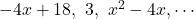 -4x+18,\ 3,\ x^2-4x, \cdots