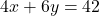 4x+6y=42