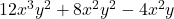 12x^3y^2+8x^2y^2-4x^2y