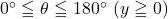 0^{\circ}\leqq\theta\leqq180^{\circ}\ (y\geqq0)