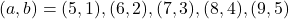 ( a, b )=( 5, 1 ), ( 6, 2 ), ( 7, 3 ), ( 8, 4 ), ( 9, 5 )