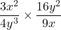 \dfrac{3x^2}{4y^3}\times\dfrac{16y^2}{9x}