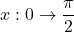 x : 0\rightarrow\dfrac{\pi}{2}