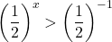 \left(\dfrac12\right)^x>\left(\dfrac12\right)^{-1}