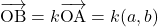 \bekutoru{OB}=k\bekutoru{OA}=k(a, b)