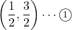 \left(\dfrac{1}{2}, \dfrac{3}{2}\right)\cdots\maru1