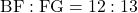 \text{BF} : \text{FG}=12 : 13