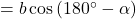 =b\cos\left(180^{\circ}-\alpha\right)