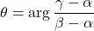 \theta=\mathrm{arg}\, \dfrac{\gamma-\alpha}{\beta-\alpha}