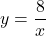 y=\dfrac{8}{x}