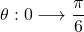 \theta : 0\longrightarrow\dfrac{\pi}{6}