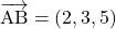 \bekutoru{AB}=(2, 3, 5)