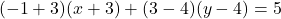 (-1+3)(x+3)+(3-4)(y-4)=5