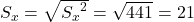 S_x=\sqrt{{S_x}^2}=\sqrt{441}=21