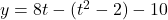 y=8t-(t^2-2)-10