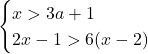 \begin{cases}x>3a+1\\2x-1>6(x-2)\end{cases}