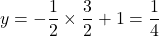y=-\dfrac12\times\dfrac32+1=\dfrac14