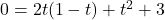 0=2t(1-t)+t^2+3