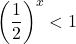 \left(\dfrac12\right)^x<1