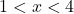 1<x<4