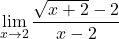 \displaystyle\lim_{x\to 2}\dfrac{\sqrt{x+2}-2}{x-2}